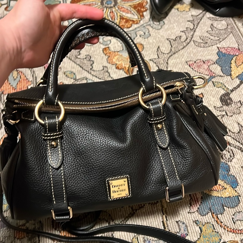 Dooney Pebbled Leather Satchel in the classic Florentine style.